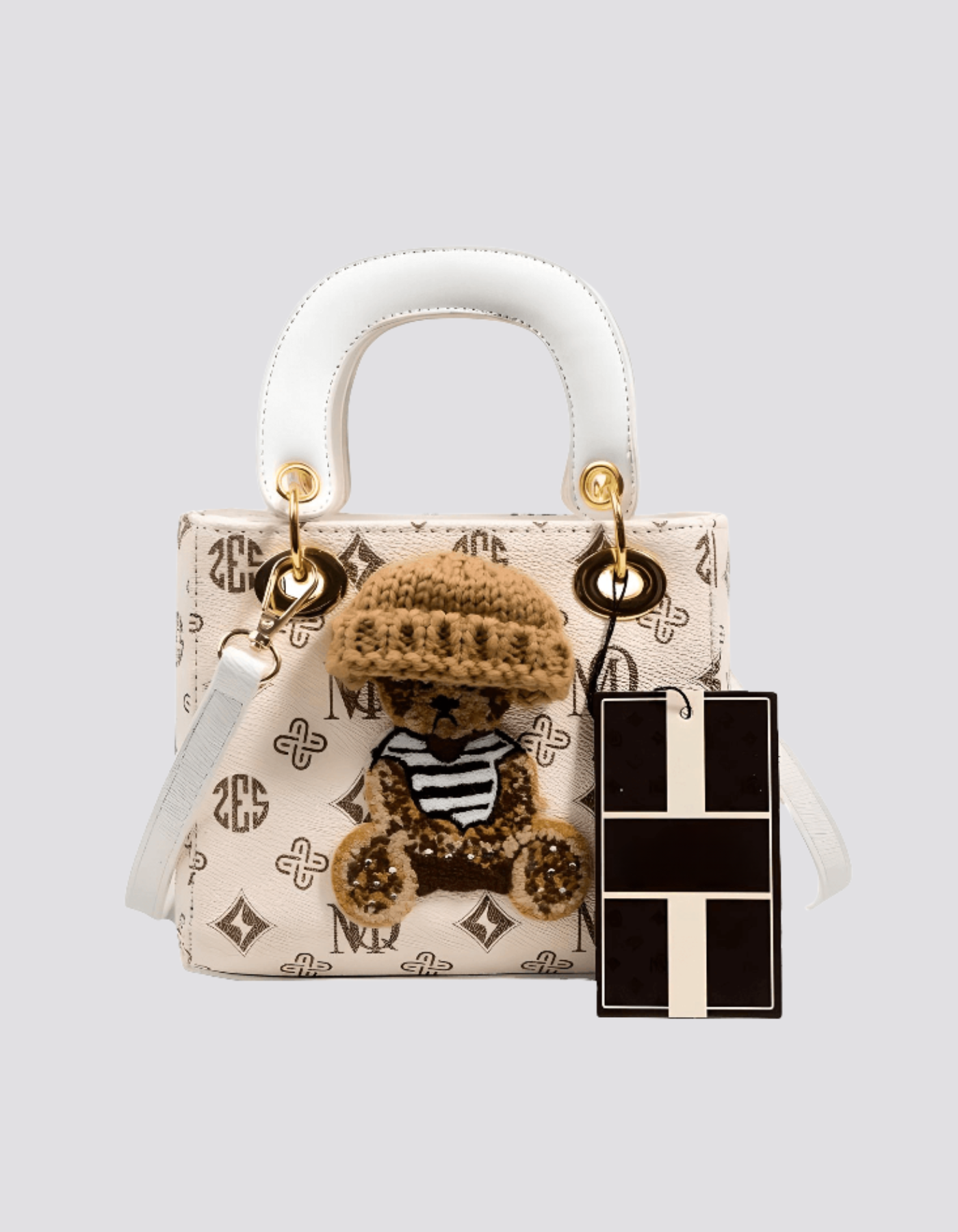 Chérieval – Knitted bear accent – Crossbody handbag-15209173746037-Nancy & Mae Savannah