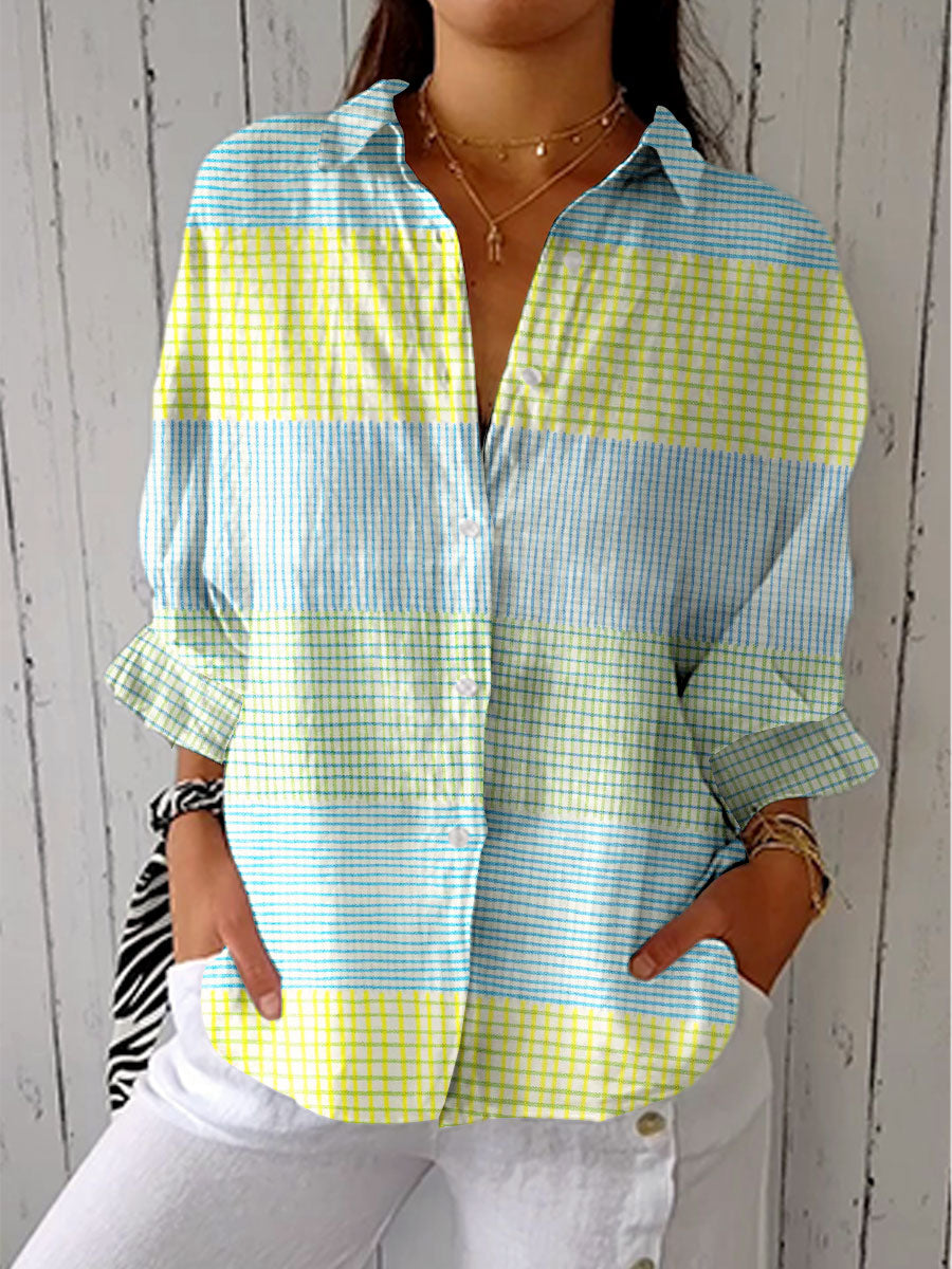 Dawn - Pastel Grid Blouse-15542180020597-Nancy & Mae Savannah