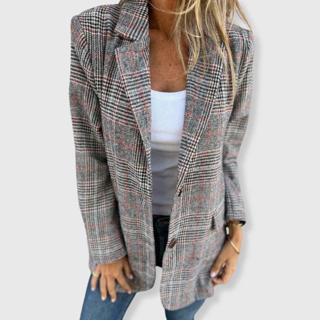 Dorothea - Classic Check Blazer-15550919410037-Nancy & Mae Savannah