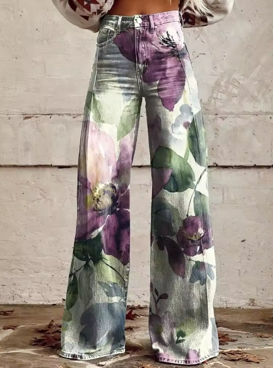 Flora - Soft Bloom Watercolour Pants-15531073896821-Nancy & Mae Savannah