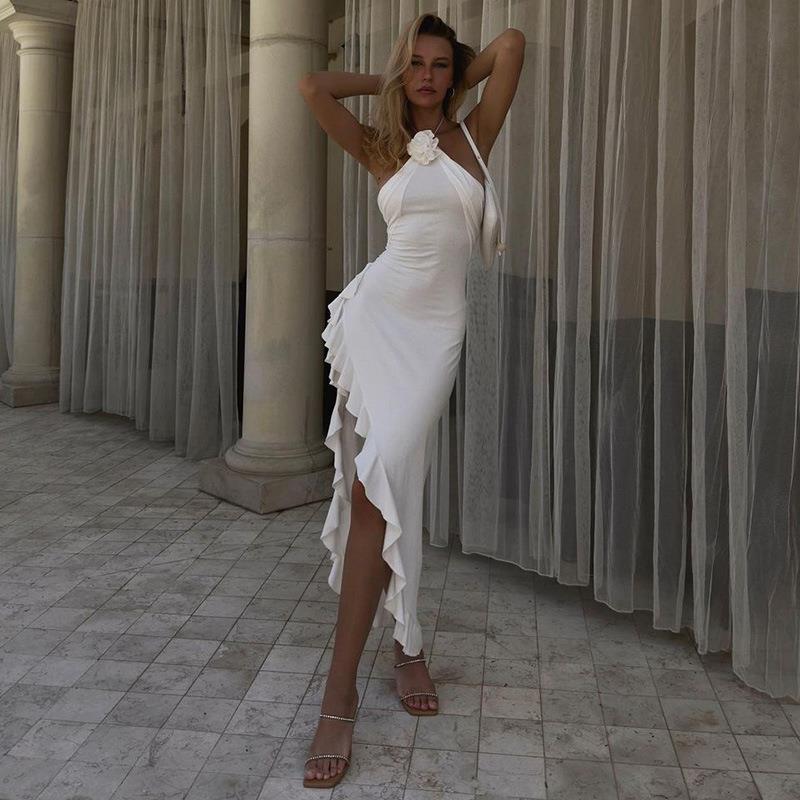 Floravie – Ruffle trim – Halter midi dress-15133711892853-Nancy & Mae Savannah