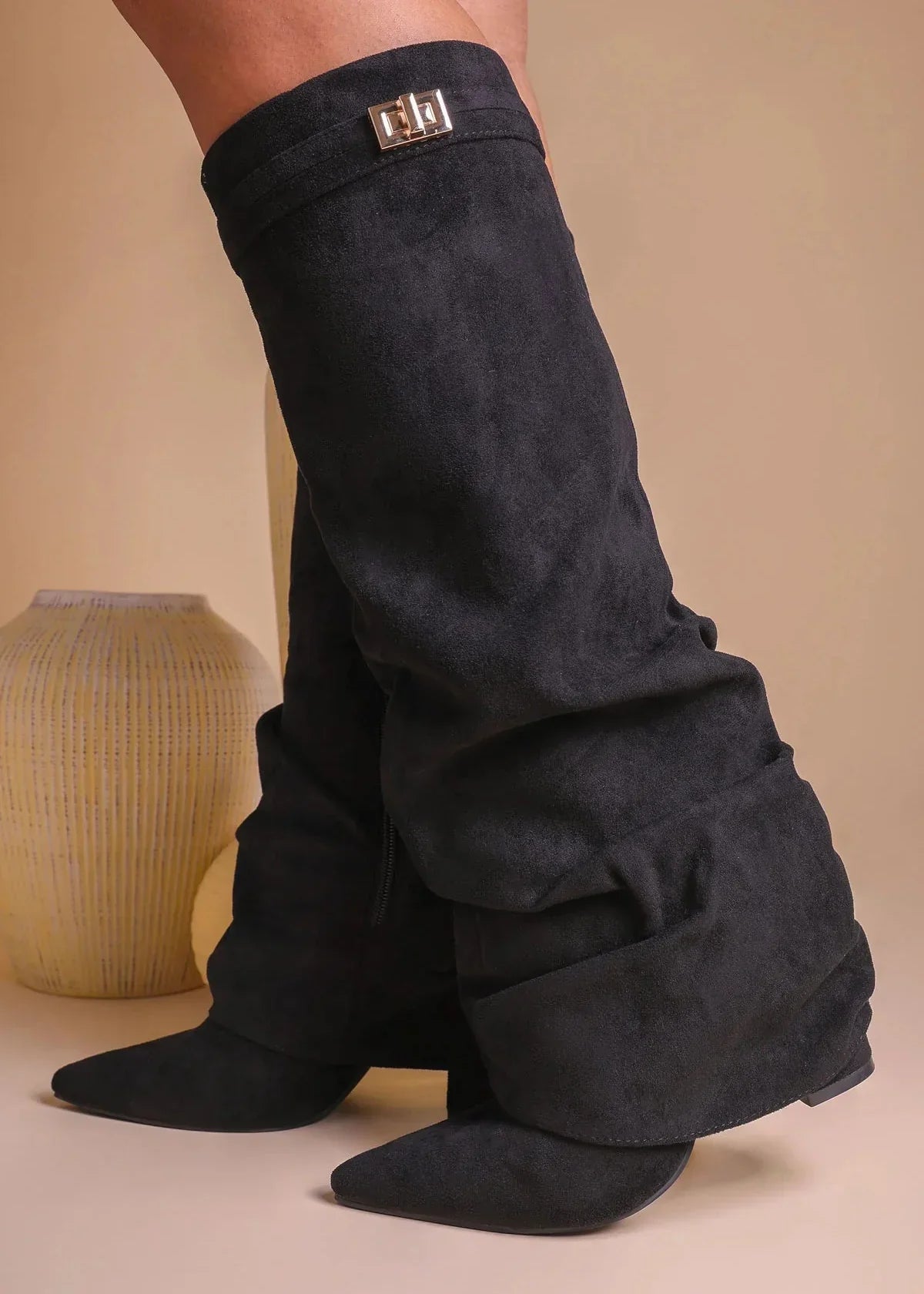 Genevieve - Slouchy Knee-High Suede Boots-15553347682677-Nancy & Mae Savannah