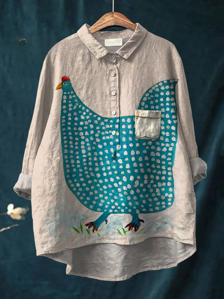 Henrietta - Playful Polka Dot Chicken Shirt-15542213771637-Nancy & Mae Savannah