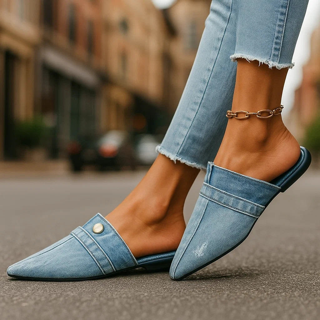 INDIGO - LACE DENIM SLIP ONS-15560643510645-Nancy & Mae Savannah