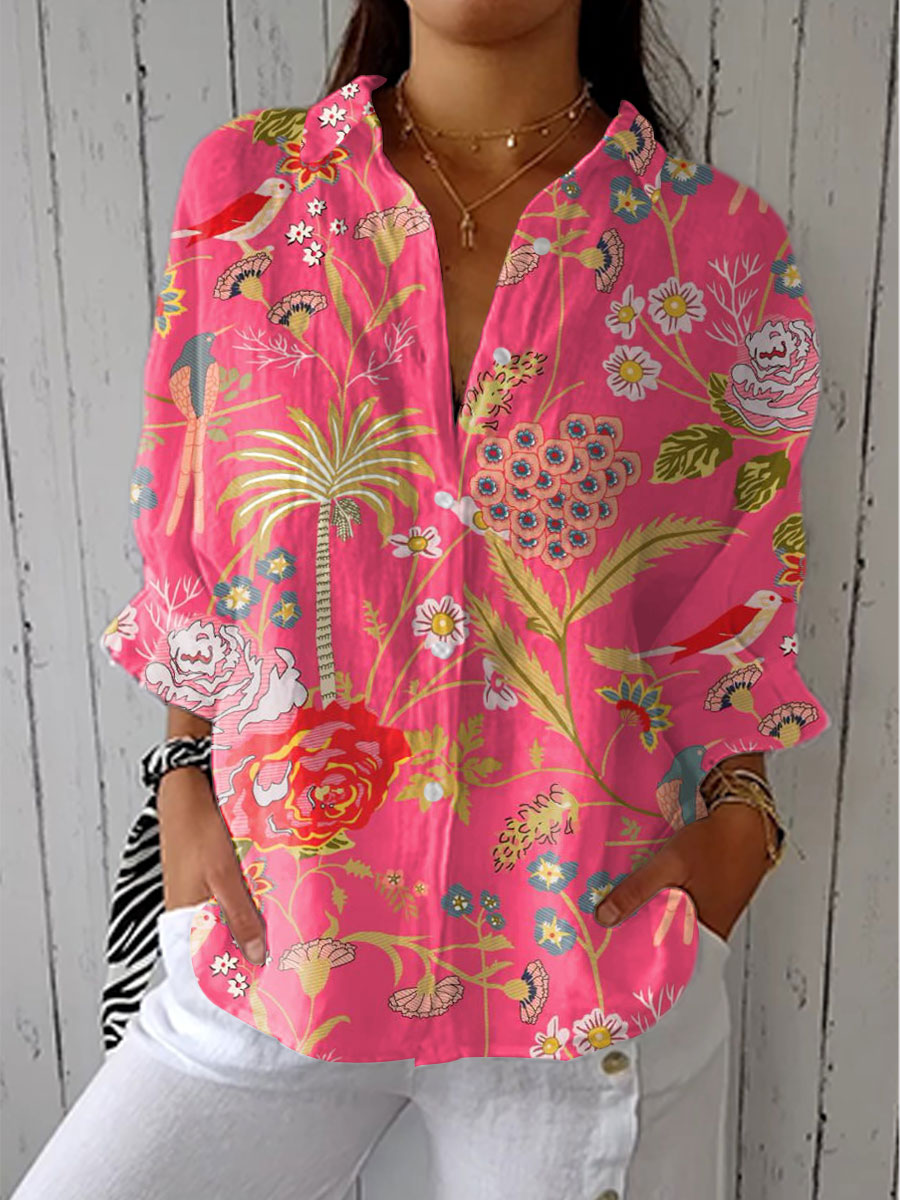 Irene - Tropical Blossom Blouse-15542179823989-Nancy & Mae Savannah