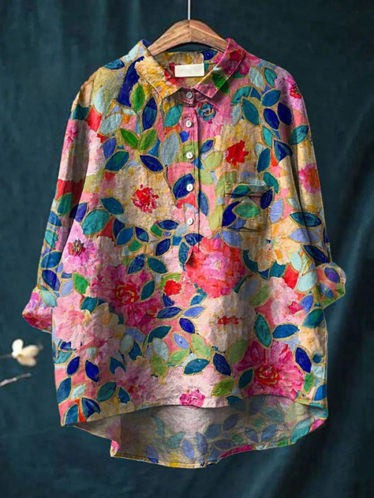 Lina - Vibrant Floral Embroidered Shirt-15542212886901-Nancy & Mae Savannah