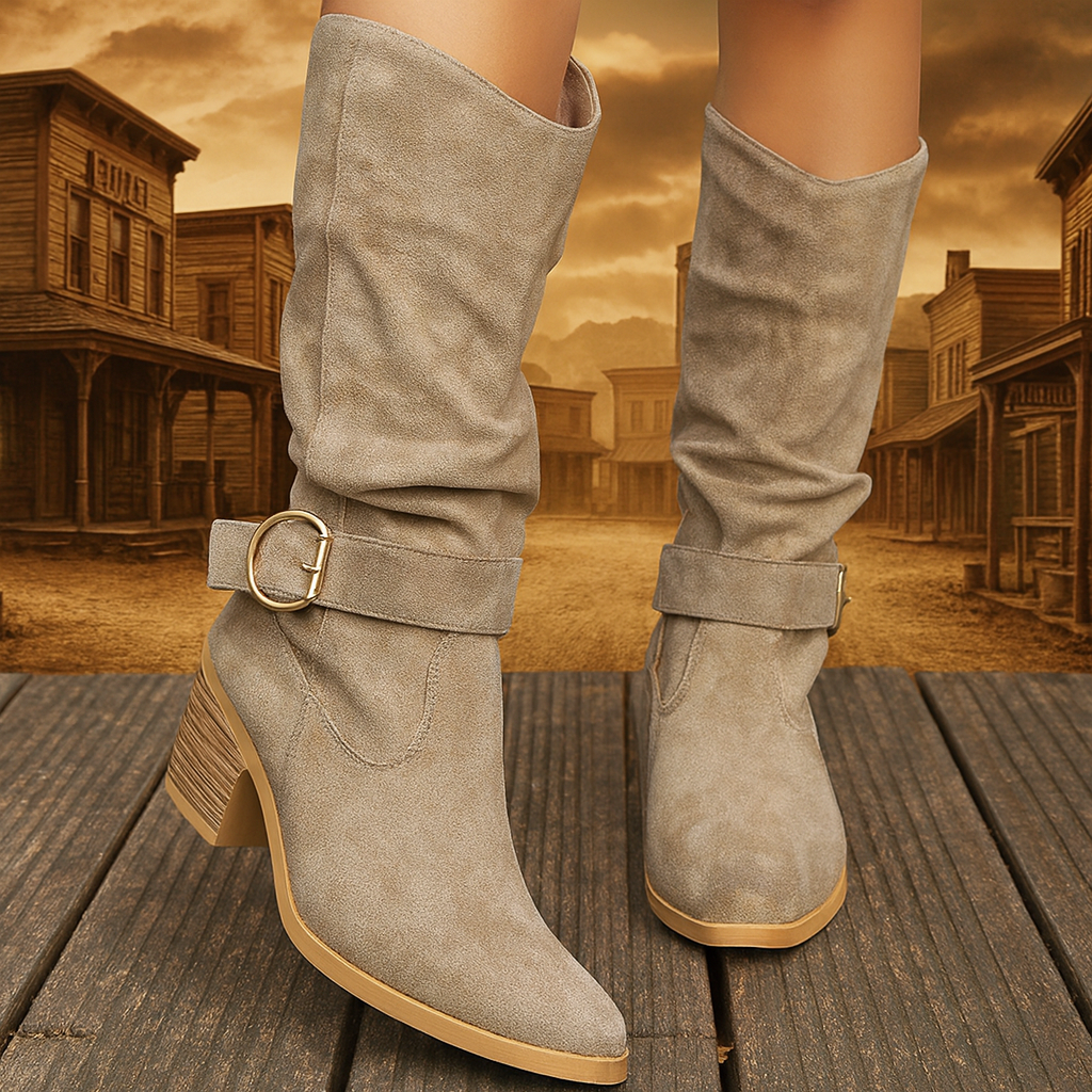 Lola - Slip-On Hiking Boots in Khaki-15553239089525-Nancy & Mae Savannah