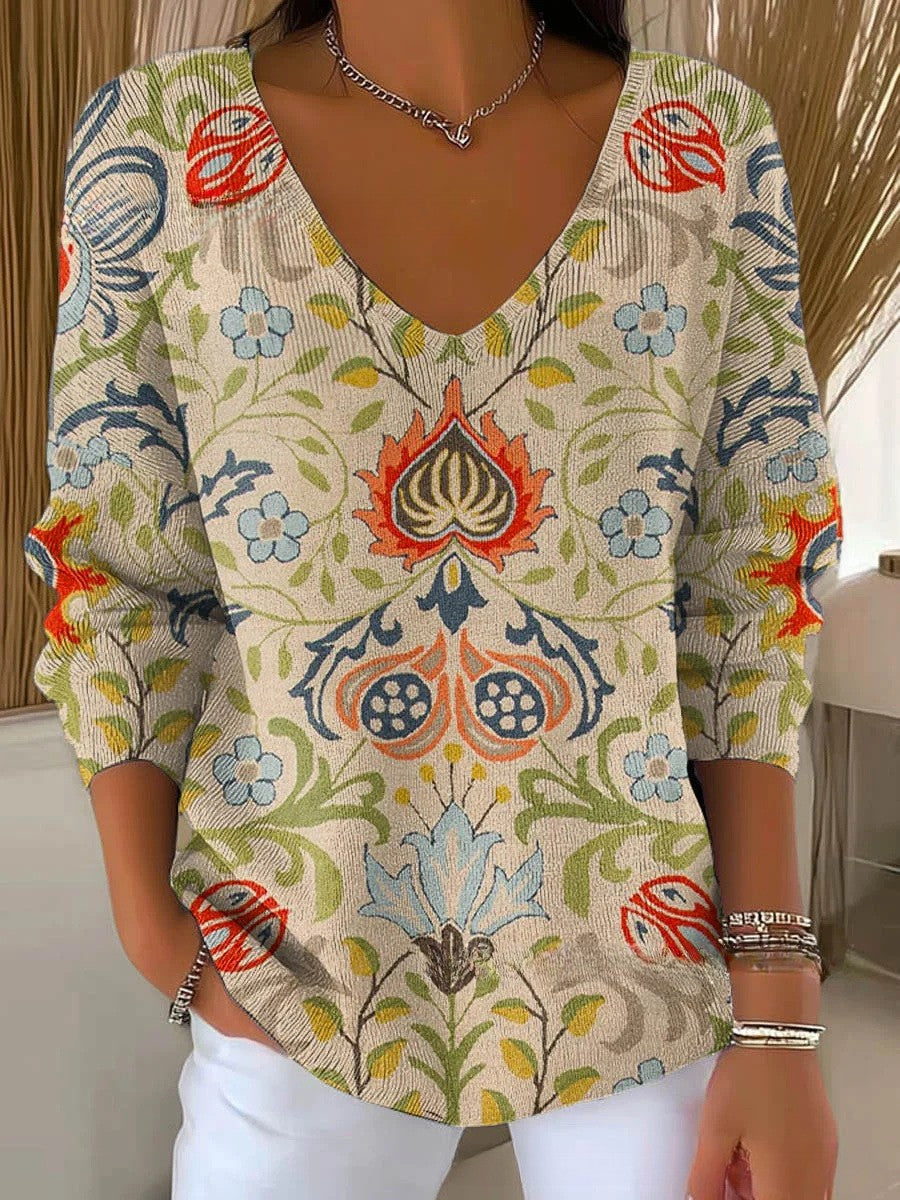 MARGAUX - Knitted sweater with a V-neck-15550859510133-Nancy & Mae Savannah