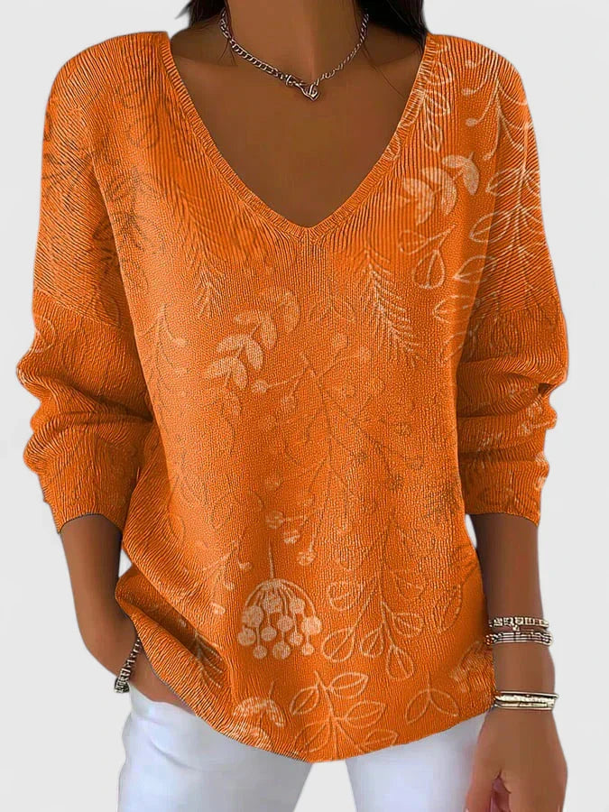MIRELLE - Cotton Blend Sweater with Leaf Pattern-15550859444597-Nancy & Mae Savannah