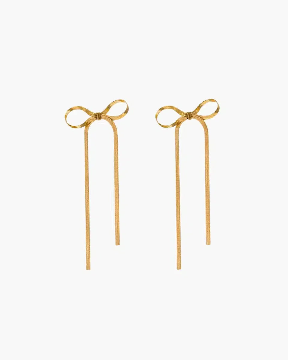 Sabella – Bow accents – Snake chain earrings-15227778269557-Nancy & Mae Savannah