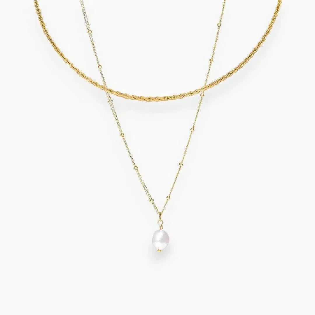 Serenza – Modern choker with pearl pendant – Necklace set-15227799830901-Nancy & Mae Savannah