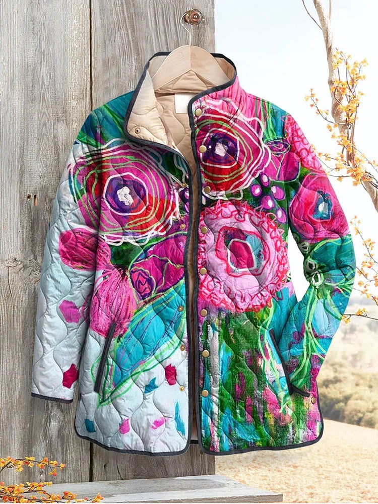 Via - Floral Patterned Women's Elegant Jacket-15549061726581-Nancy & Mae Savannah