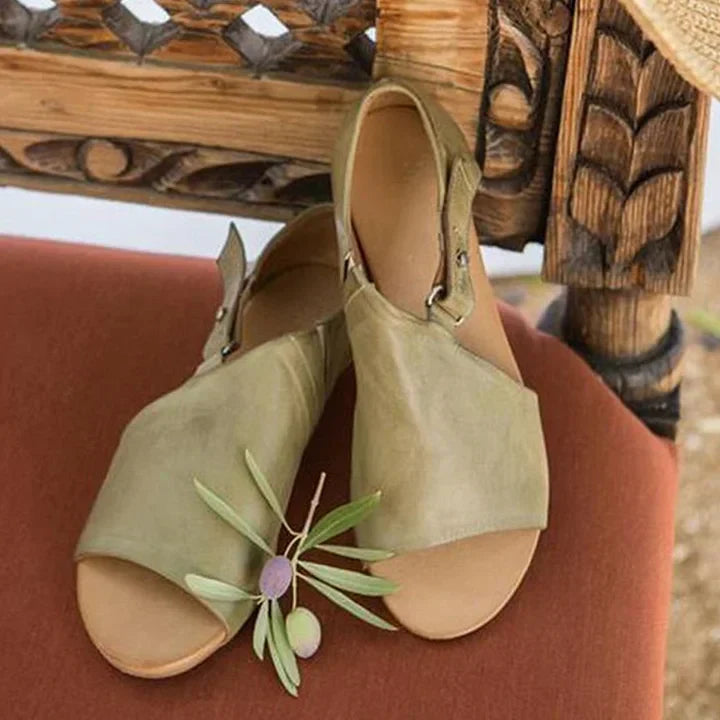 SARAH - MINIMAL OLIVE SANDALS