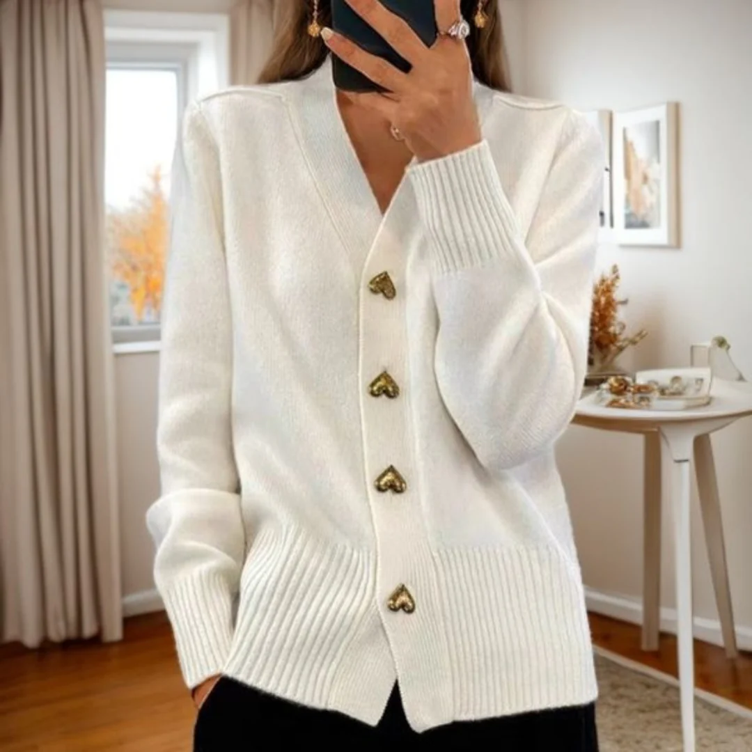 ADELE - Soft Sweater with Heart-Shaped Buttons-15519827820917-Mirella Fiore