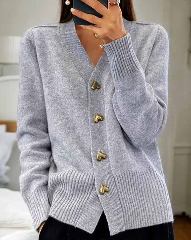 ADELE - Soft Sweater with Heart-Shaped Buttons-15519827820917-Mirella Fiore