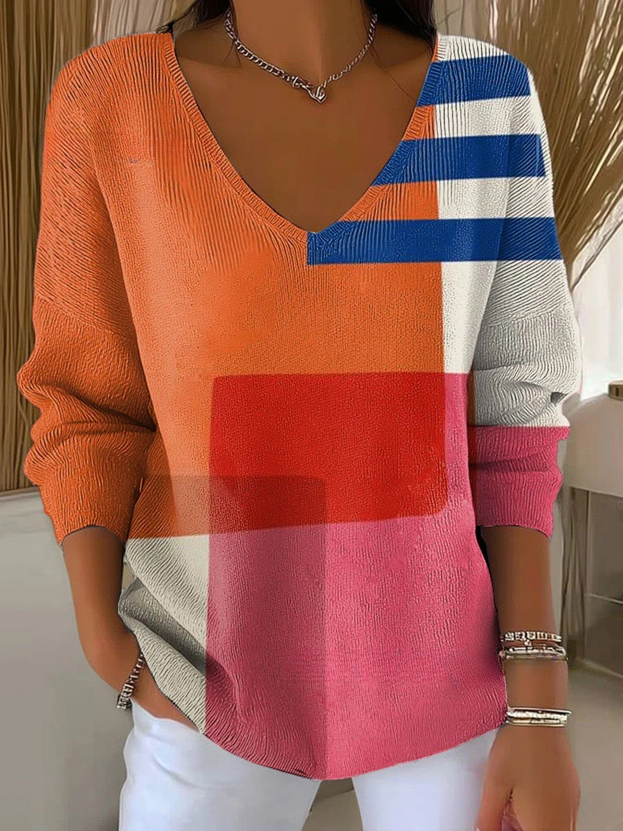 ANAIS - Knitted Sweater with V-Neck-15550860001653-Mirella Fiore
