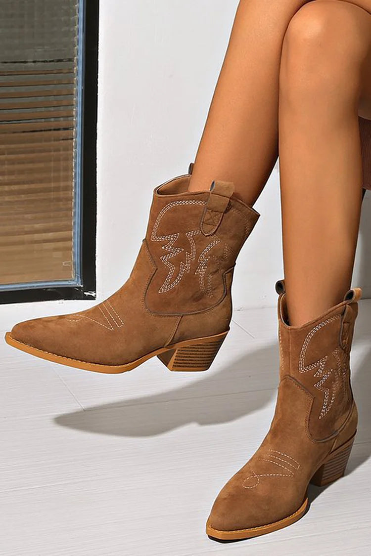 AVA - POINTED WESTERN ANKLE BOOT-15553869250933-Mirella Fiore