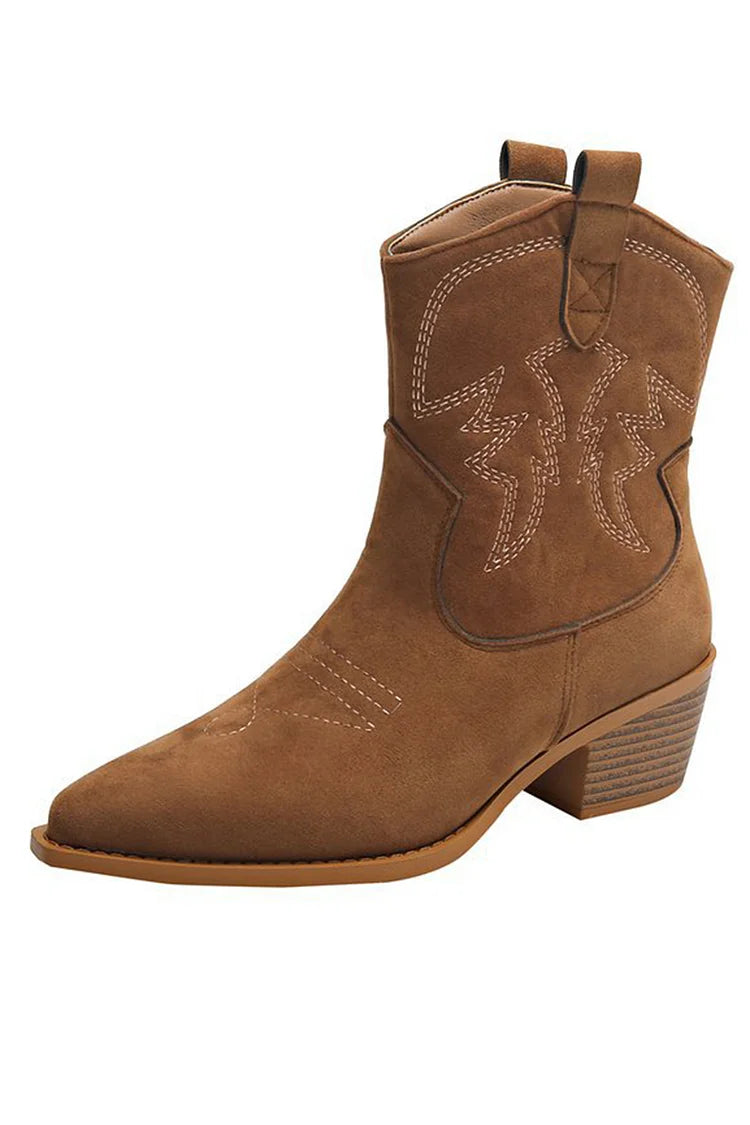 AVA - POINTED WESTERN ANKLE BOOT-15553869250933-Mirella Fiore