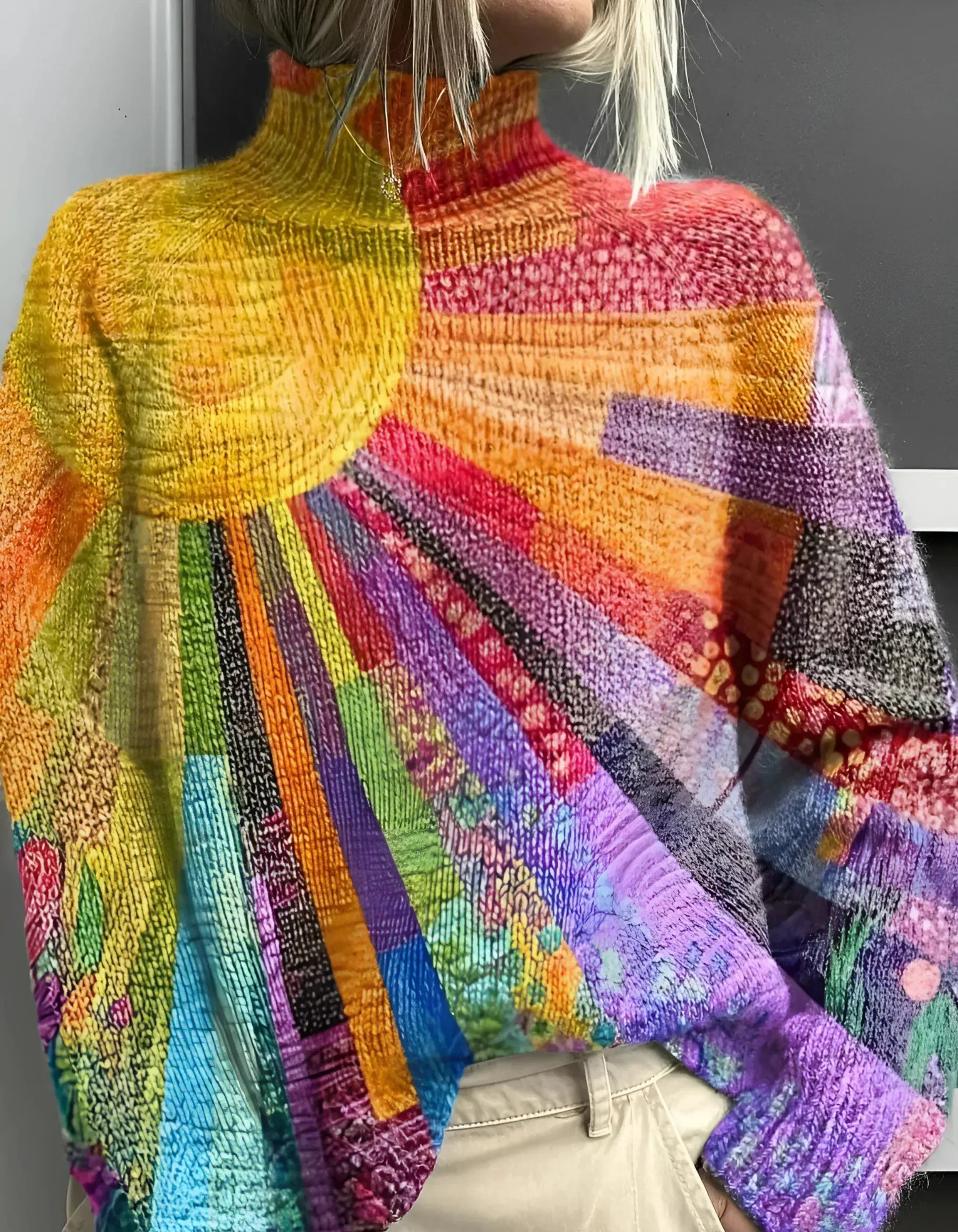 Ada - Colorful and Cheerful Turtleneck Sweater-15550696685941-Mirella Fiore