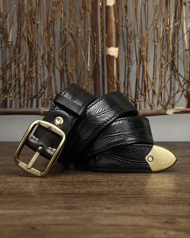 Adam Embossed Leather Belt-15553365541237-Mirella Fiore