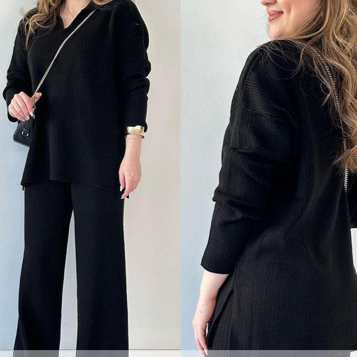 Aida - Casual Set of Two Pieces with V-Neck and Slit-15553174733173-Mirella Fiore