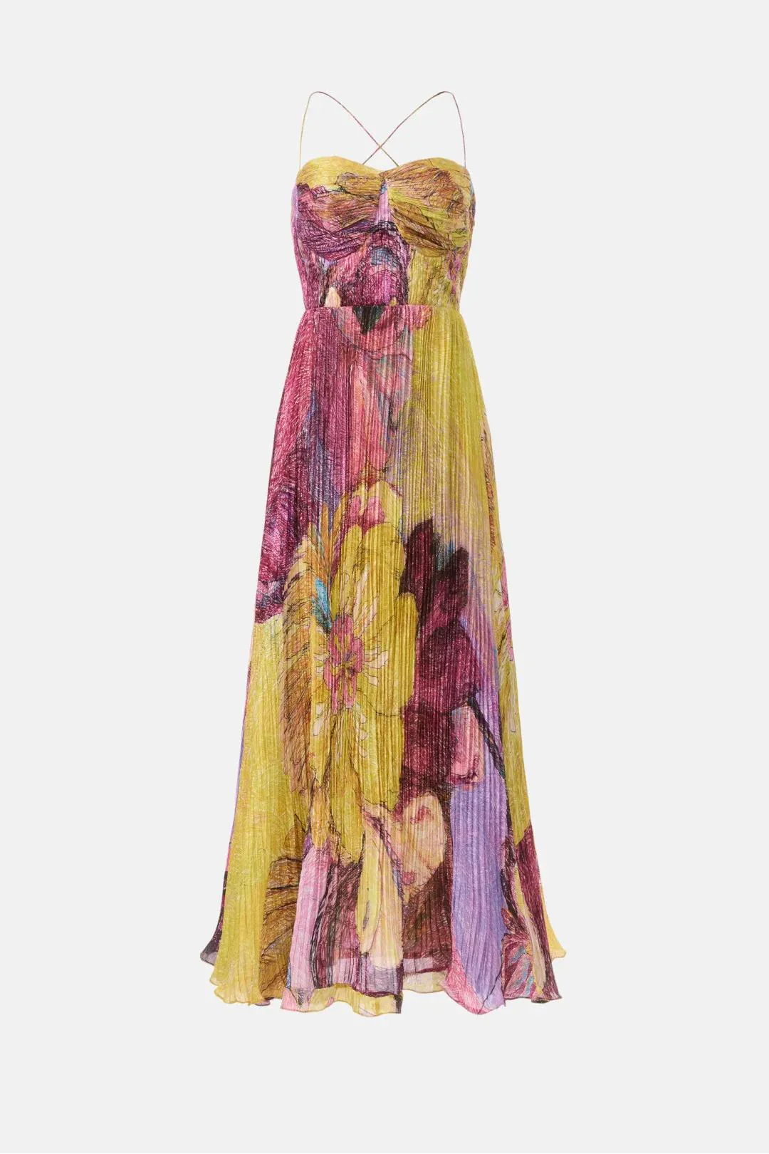 Alexine – Pleated texture – Floral maxi dress-15215867593077-Mirella Fiore