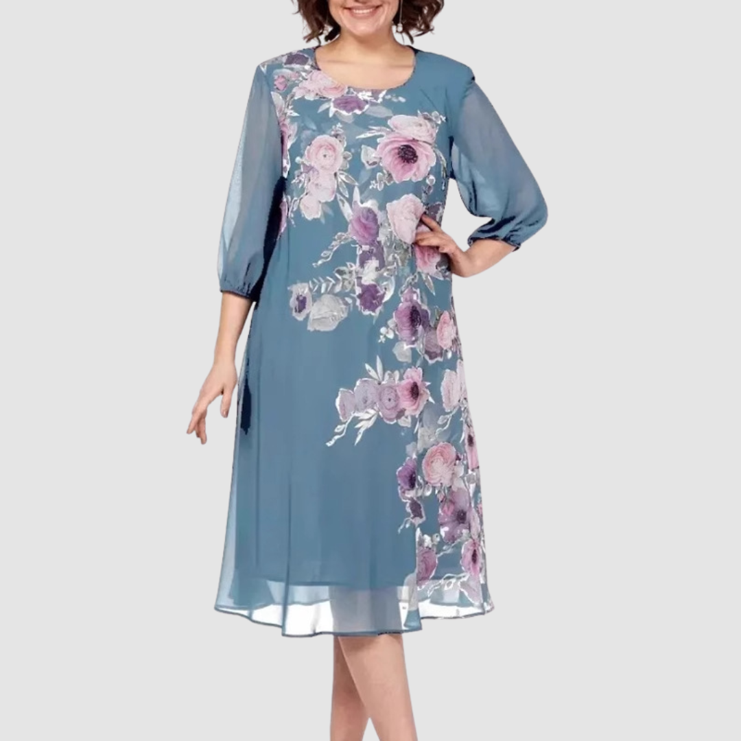 Allison - Elegant Floral Dress-15553263010165-Nancy & Mae Savannah