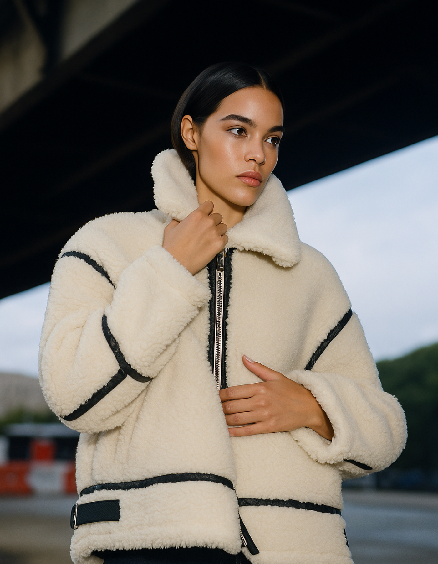 Alvarine – Contrast trim – Shearling jacket-15425982988661-Mirella Fiore