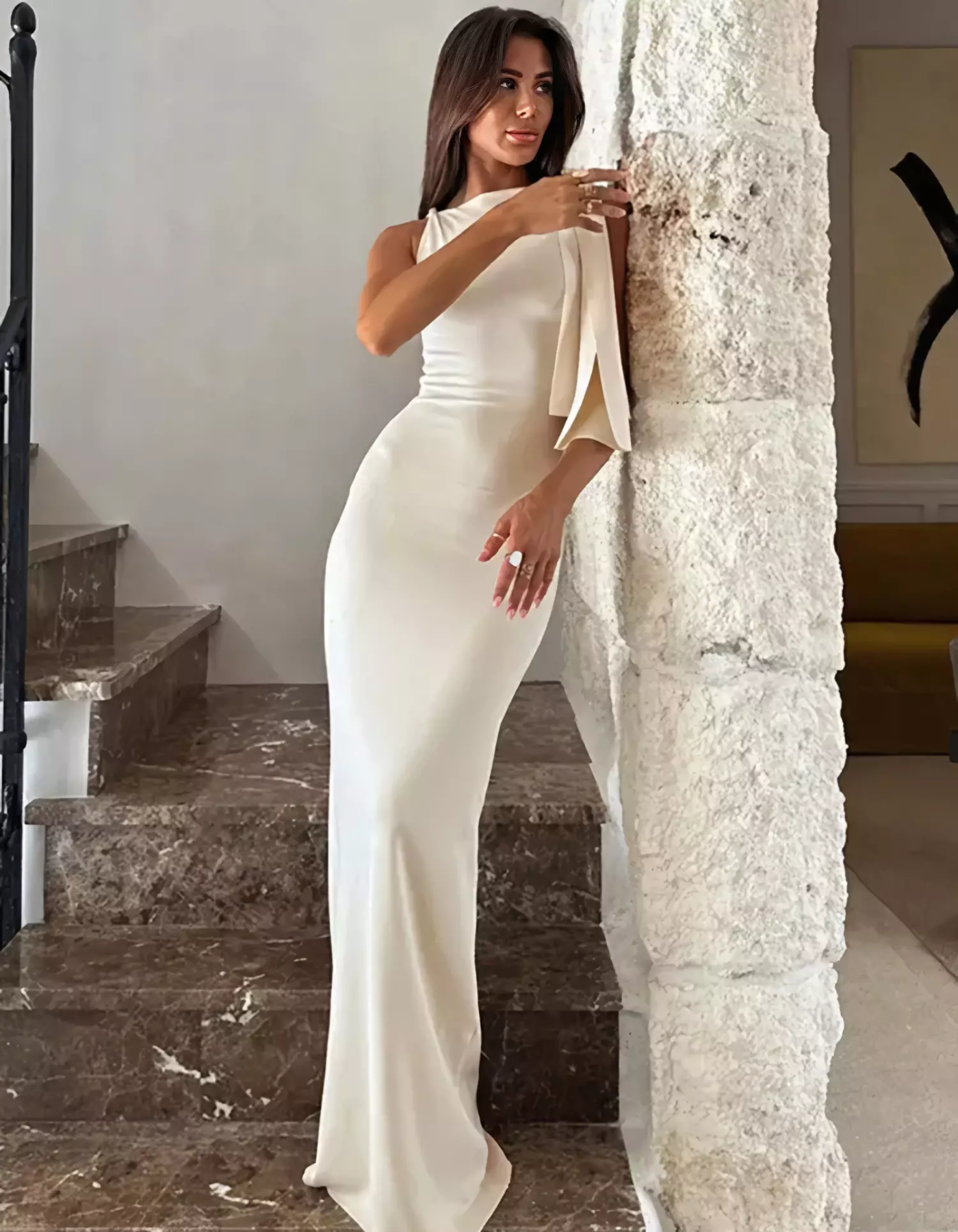 Alvessa – Shoulder tie detail – Gown dress-15133851451765-Mirella Fiore