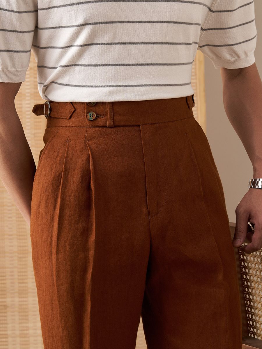 Amalfi High Waist Trousers 100% Linen-15553982497141-Nancy & Mae Savannah