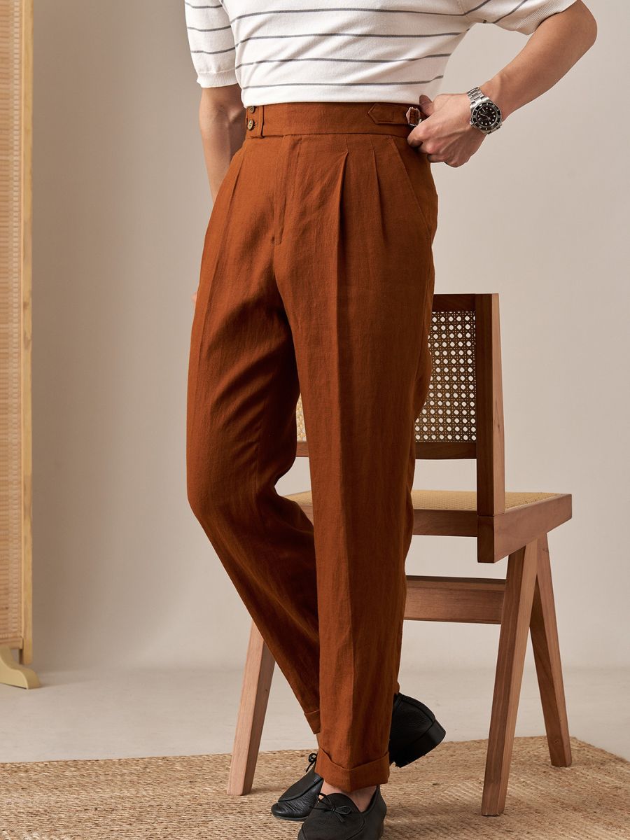 Amalfi High Waist Trousers 100% Linen-15553982497141-Nancy & Mae Savannah
