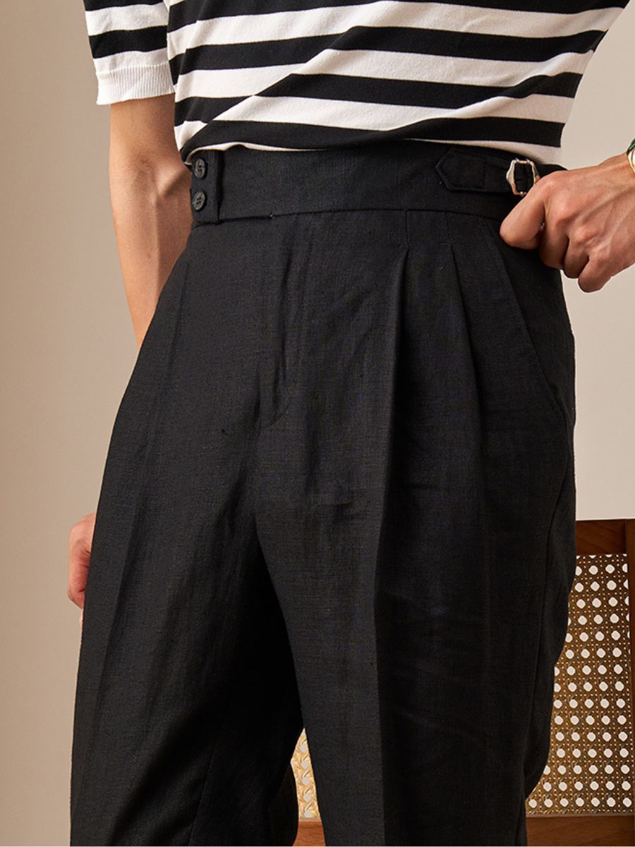 Amalfi High Waist Trousers 100% Linen-15553982497141-Nancy & Mae Savannah