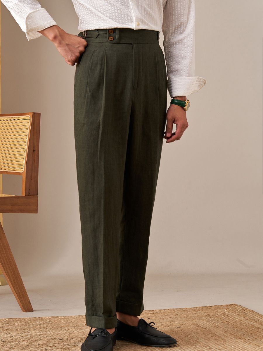 Amalfi High Waist Trousers 100% Linen-15553982497141-Nancy & Mae Savannah