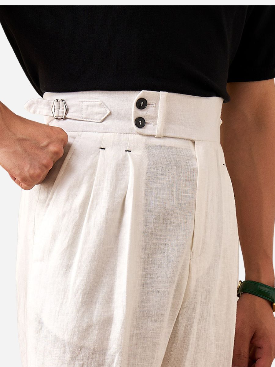 Amalfi High Waist Trousers 100% Linen-15553982497141-Nancy & Mae Savannah