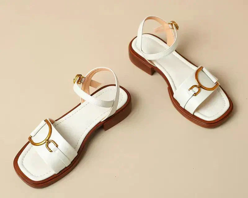 Amara - Buckled Flat Sandals-15547822342517-Mirella Fiore
