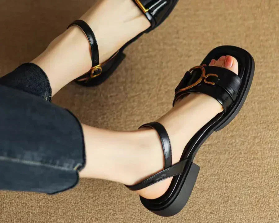 Amara - Buckled Flat Sandals-15547822342517-Nancy & Mae Savannah