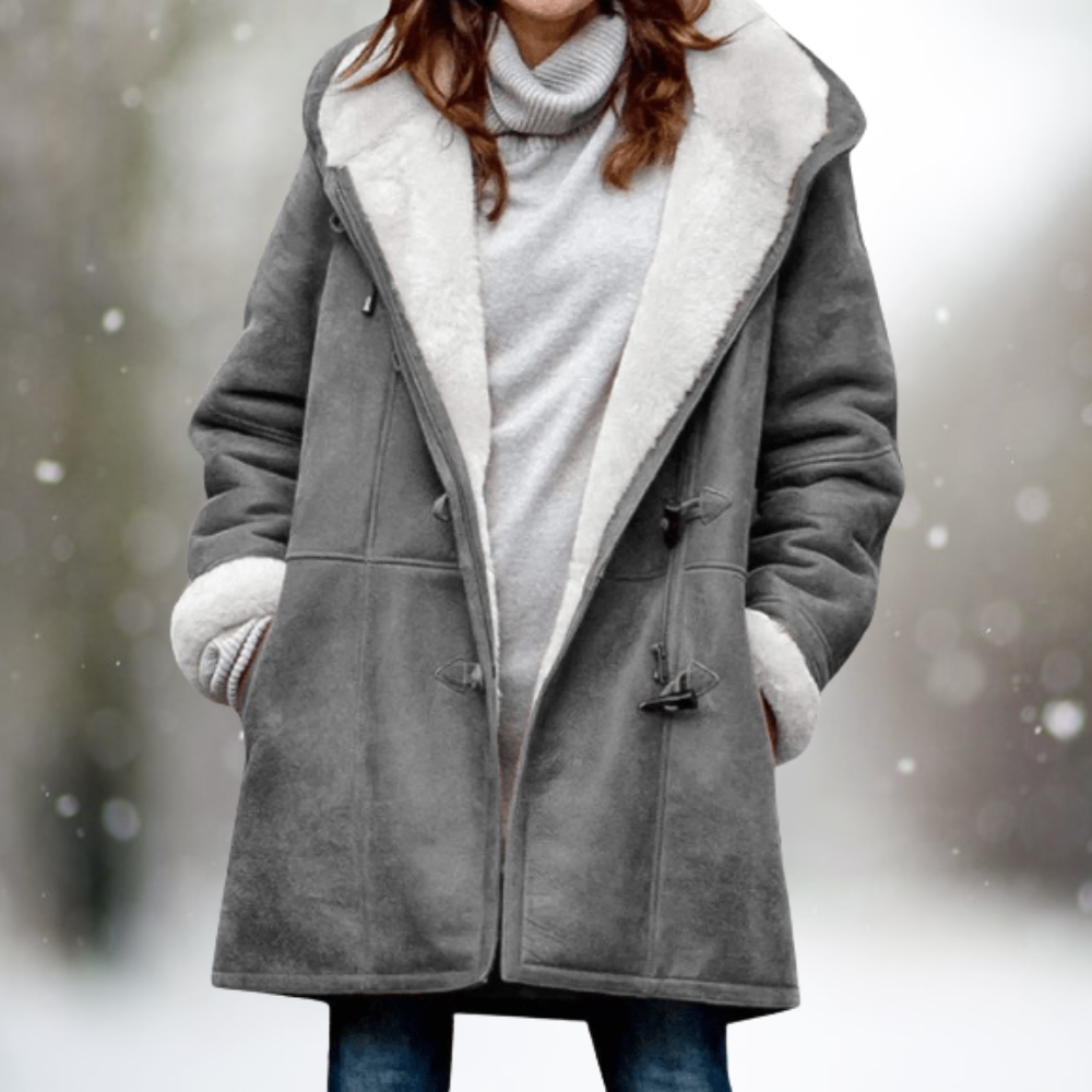 Amara - Premium Suede Fleece Hooded Jacket-15518868046197-Mirella Fiore