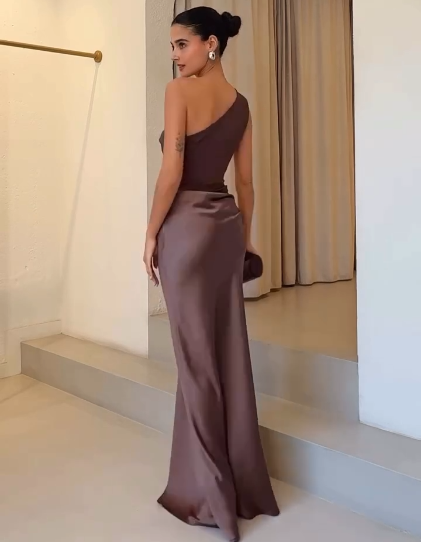 Amaretta – Sculpted drape – Satin evening gown-15133852402037-Mirella Fiore