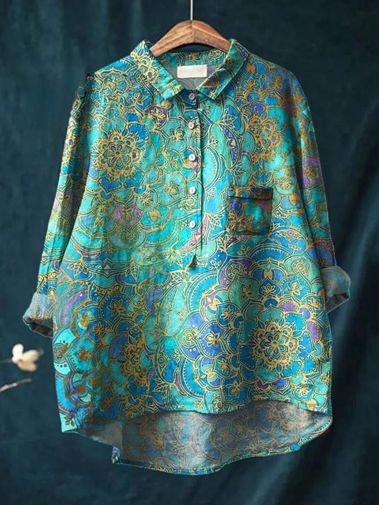 Amelia - Mandala Print Shirt-15542213312885-Mirella Fiore