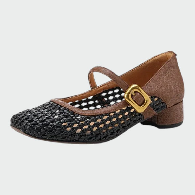 Amelie - Woven Buckle Mary Jane Shoes-15519661425013-Nancy & Mae Savannah