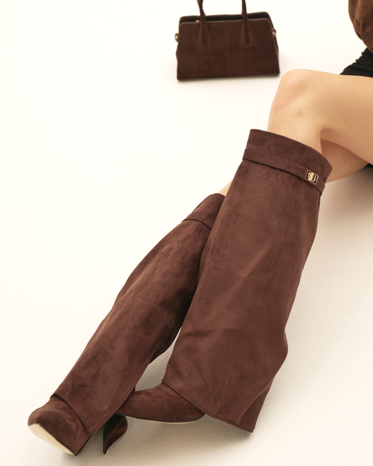 Anastasia - Knee-high Laced Boots in Suede-15553347649909-Nancy & Mae Savannah