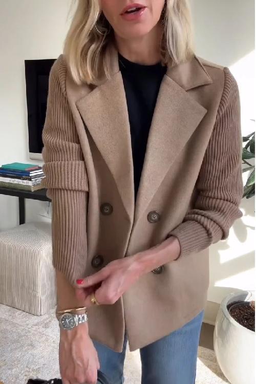 Aria - Women’s Double-Breasted Knit Blazer-15550920262005-Mirella Fiore