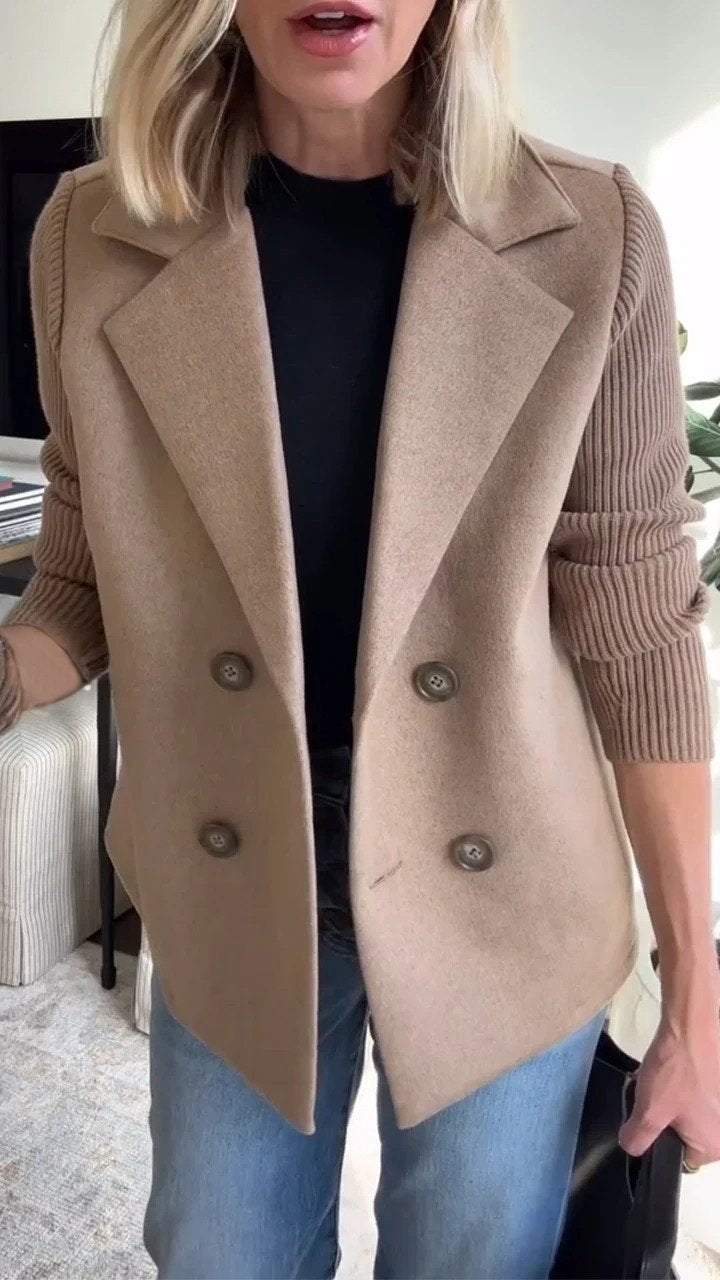 Aria - Women’s Double-Breasted Knit Blazer-15550920262005-Mirella Fiore