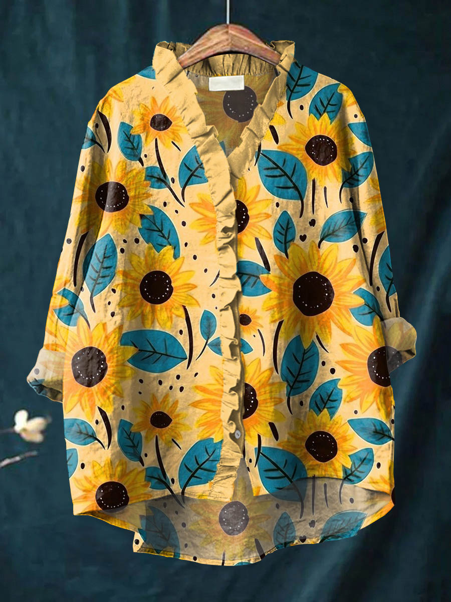 Arianna - Sunflower Print Blouse-15542207283573-Nancy & Mae Savannah