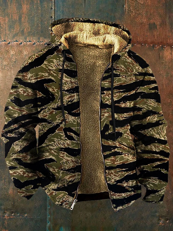 Asher - Men's Vintage Camouflage Fleece Zipper Jacket-15551927320949-Mirella Fiore
