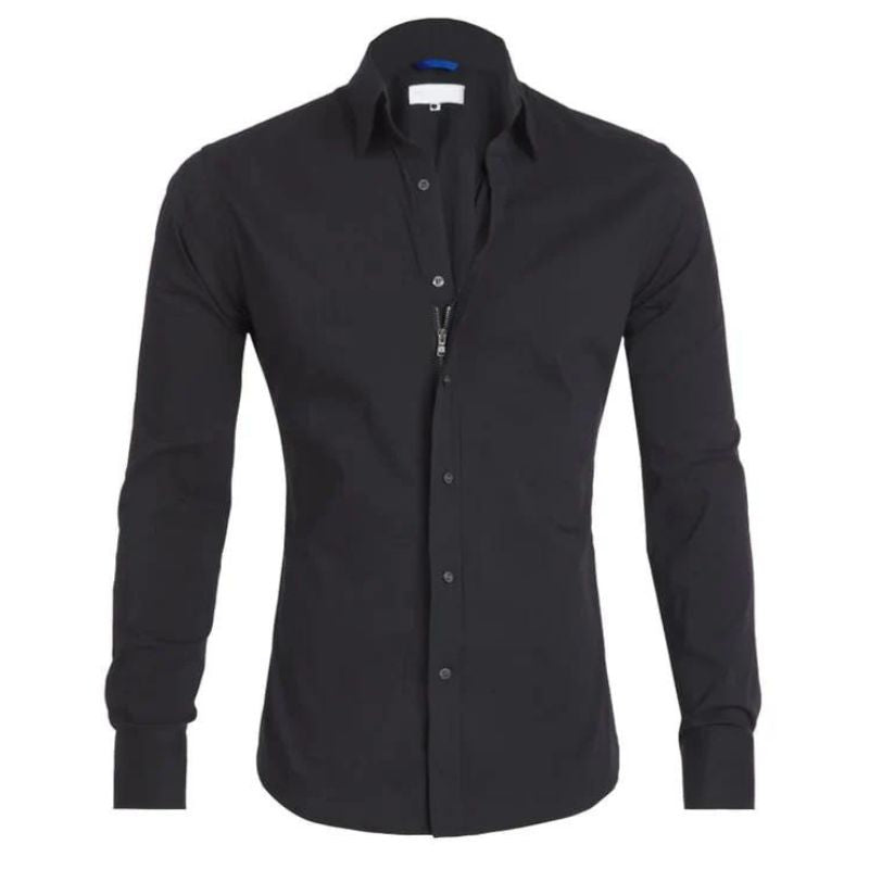 Aston - Wrinkle Free Shirt With Zip-15553985741173-Mirella Fiore
