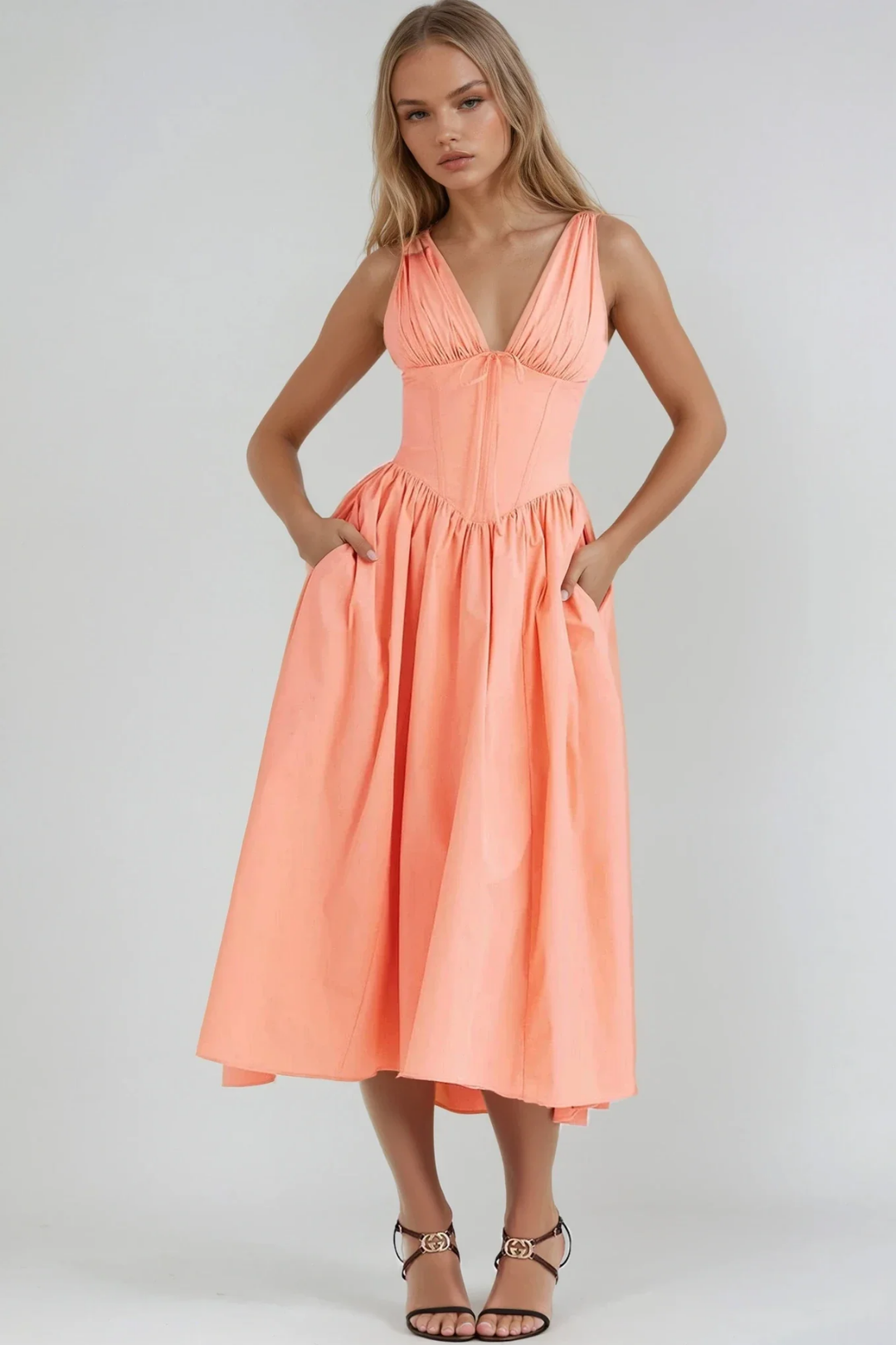 Aurelia – Vibrant floral design – Midi dress-15215265317237-Mirella Fiore