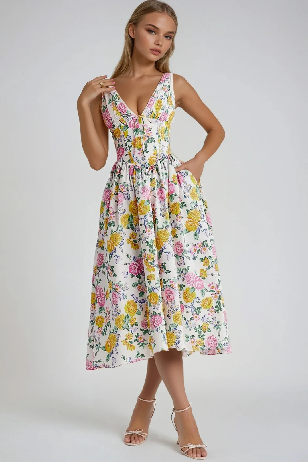 Aurelia – Vibrant floral design – Midi dress-15215265317237-Mirella Fiore