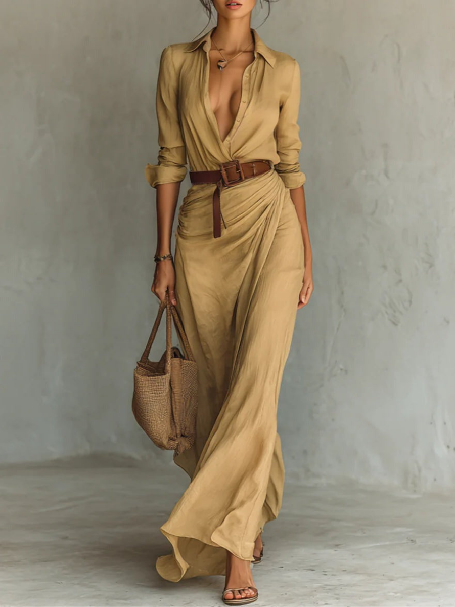 Azura – Button-down wrap dress – Belted maxi dress-15353218793845-Mirella Fiore