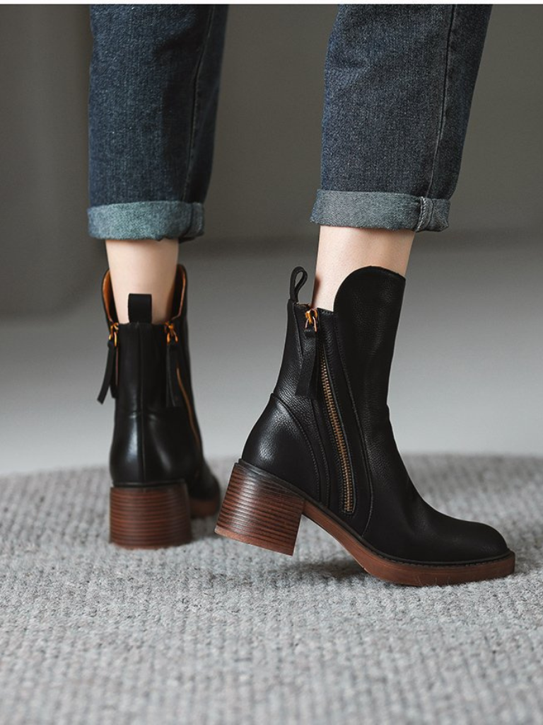 BARBARA - BLOCK HEEL ANKLE BOOTS-15549014245749-Mirella Fiore
